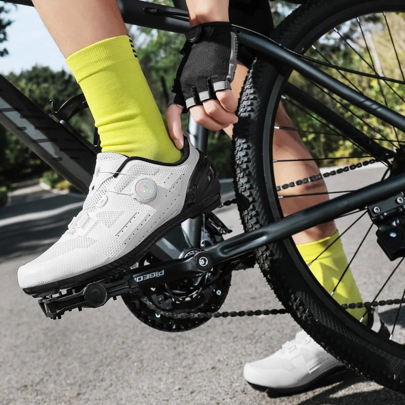 Chaussures de cyclisme vélo de route hommes blanc respirant SPD auto-verrouillage taquet course vélo de route chaussures femmes plat vtt vélo baskets