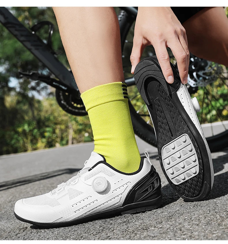 Chaussures de cyclisme vélo de route hommes blanc respirant SPD auto-verrouillage taquet course vélo de route chaussures femmes plat vtt vélo baskets