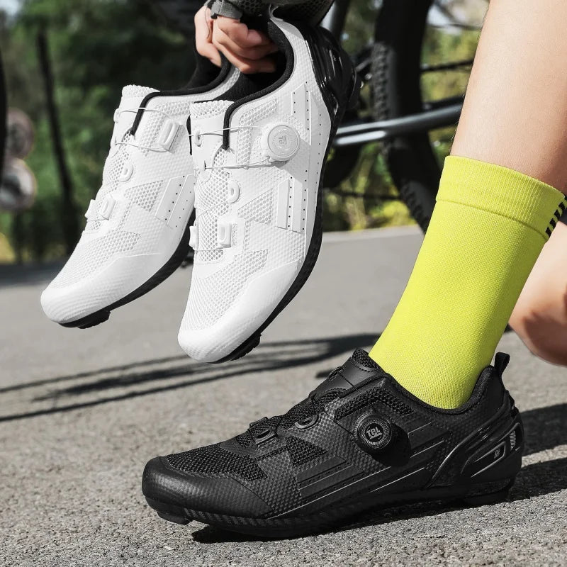Chaussures de cyclisme vélo de route hommes blanc respirant SPD auto-verrouillage taquet course vélo de route chaussures femmes plat vtt vélo baskets