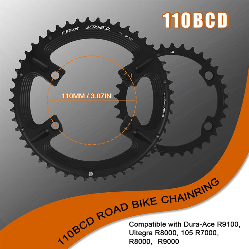 BUCKLOS plateau de vélo de route 110 BCD plateau 4 trous 5 trous 34/36/39/50/52/53T roue à chaîne Double vitesse couronne de vélo de route