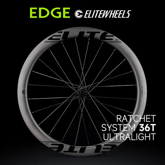 ELITEWHEELS EDGE-Jeu de roues en carbone ultraléger pour vélo de course, disque de route, système à cliquet, aile de moyeu 36T, 20 rayons, 1314g, 40mm, 45mm, 50mm, 65mm