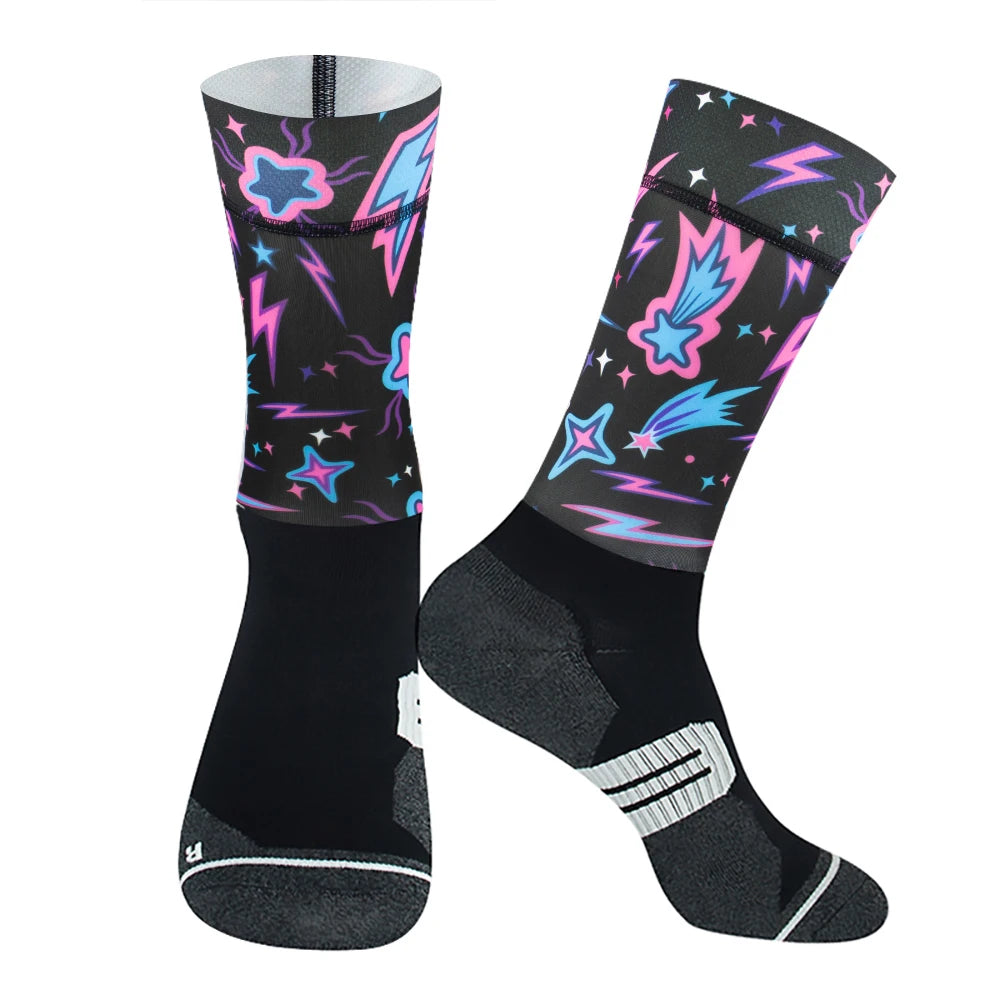 Chaussettes de Sport à Compression Anti-vélo, antidérapantes, professionnelles, pour hommes et femmes, de rue, de course, de cyclisme, 2024