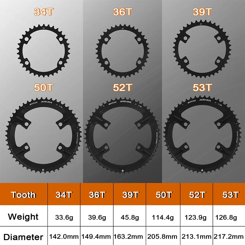 BUCKLOS plateau de vélo de route 110 BCD plateau 4 trous 5 trous 34/36/39/50/52/53T roue à chaîne Double vitesse couronne de vélo de route